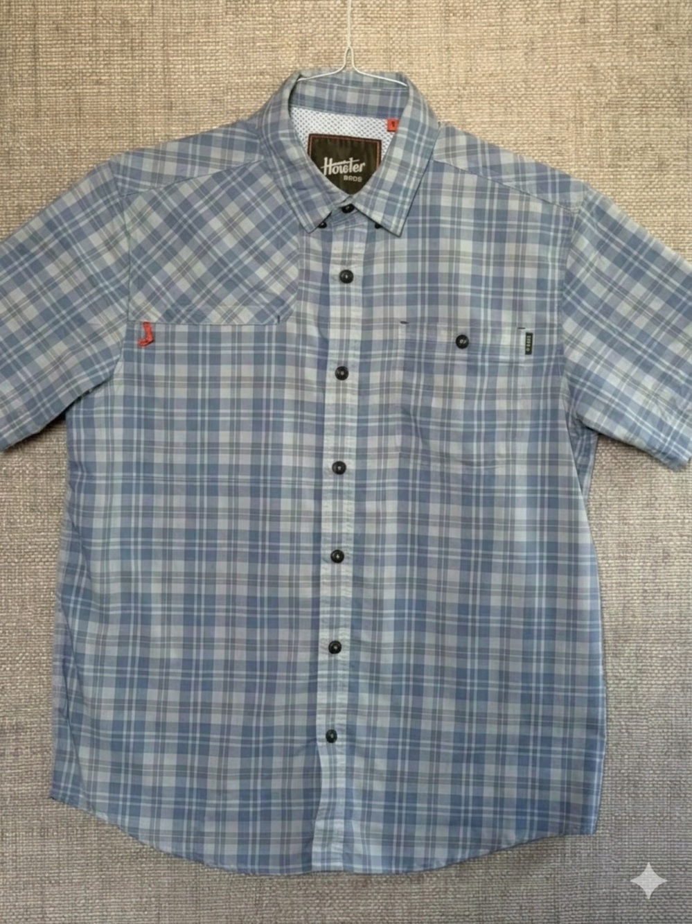 Howler Brothers Men's Light Blue Plaid Short-Sleeve Button-Down Shirt